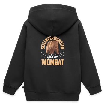 Wombat ist Seelenverwandter Australien Beuteltier - Kinder Premium Organic Zip Hoodie - Schwarz - Hinten - AI Model Kid Male (0cm)
