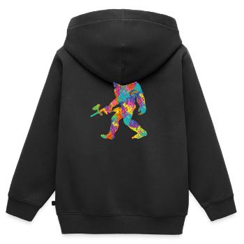 Bigfoot Paintball Sasquatch Paintballer Funny - Kinder Premium Organic Zip Hoodie - Schwarz - Hinten - AI Model Kid Male (0cm)
