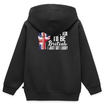 British Pride United Kingdom Flag Grown British - Kids Premium Organic Zip-up Hoodie - black - Back - AI Model Kid Male (0cm)