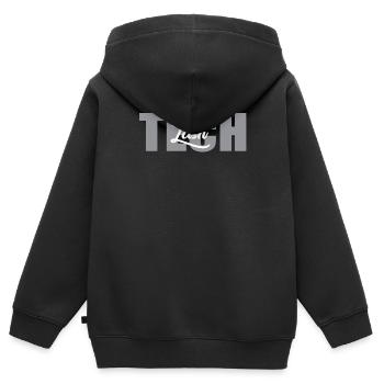 Lettrage de technicien de cils - Sweat Premium à capuche zippé enfant bio - noir - Dos - AI Model Kid Male (0cm)
