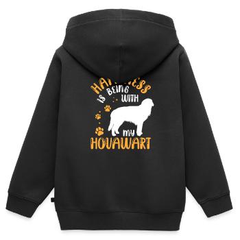 Hovawart macht glücklich Derber Bauernhund - Kinder Premium Organic Zip Hoodie - Schwarz - Hinten - AI Model Kid Male (0cm)