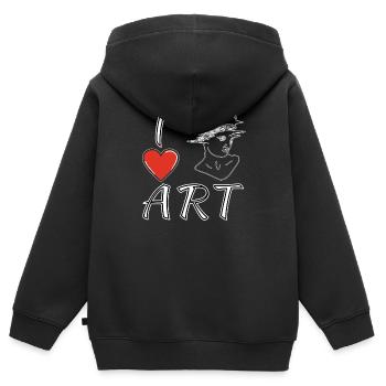I LOVE ART SKULPTUR - Kinder Premium Organic Zip Hoodie - Schwarz - Hinten - AI Model Kid Male (0cm)
