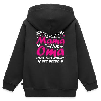Ich Habe Zwei Titel Mama Und Oma - Kinder Premium Organic Zip Hoodie - Schwarz - Hinten - AI Model Kid Male (0cm)