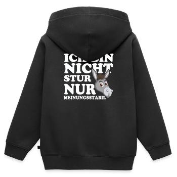 Ich Bin Nicht Stur Nur Meinungsstabil - Kinder Premium Organic Zip Hoodie - Schwarz - Hinten - AI Model Kid Male (0cm)