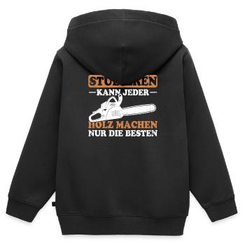 Studieren Kann Jeder Holz Machen Nur Die Besten - Kinder Premium Organic Zip Hoodie - Schwarz - Hinten - AI Model Kid Male (0cm)