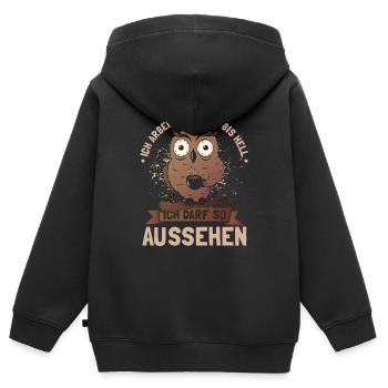 Ich arbeite von hell bis hell - Kinder Premium Organic Zip Hoodie - Schwarz - Hinten - AI Model Kid Male (0cm)