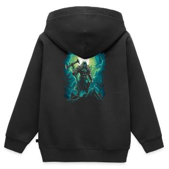 Le dieu du tonnerre sur votre Halloween Thor - Sweat Premium à capuche zippé enfant bio - noir - Dos - AI Model Kid Male (0cm)