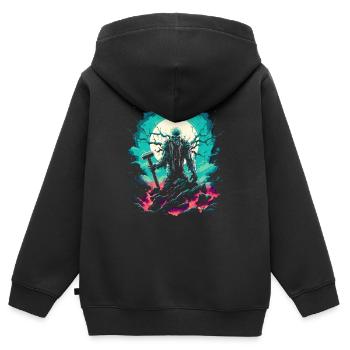 Le dieu du tonnerre sur votre Halloween Thor - Sweat Premium à capuche zippé enfant bio - noir - Dos - AI Model Kid Male (0cm)