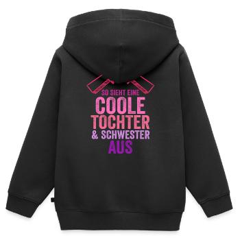 Tochter Schwester - Kinder Premium Organic Zip Hoodie - Schwarz - Hinten - AI Model Kid Male (0cm)