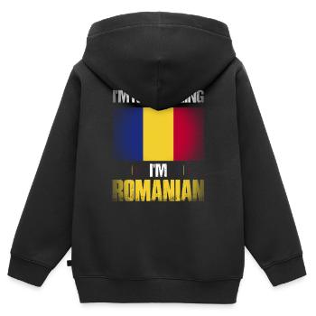Je ne crie pas Je suis roumain fier roumain romani roumain - Sweat Premium à capuche zippé enfant bio - noir - Dos - AI Model Kid Male (0cm)