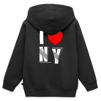 I love NY New York Liebe USA Fan - Kinder Premium Organic Zip Hoodie - Schwarz - Hinten - AI Model Kid Male (0cm)