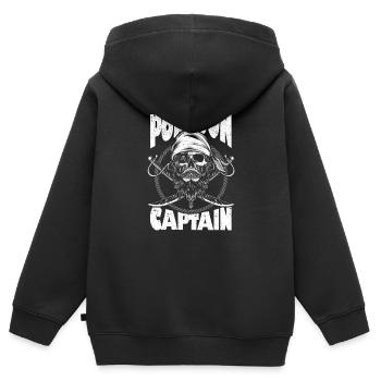 Ponton Kapitän Vintage Piraten Segeln Yachting - Kinder Premium Organic Zip Hoodie - Schwarz - Hinten - AI Model Kid Male (0cm)