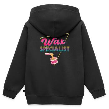 80s Retro Waxing Specialist Design - Kids Premium Organic Zip-up Hoodie - black - Back - AI Model Kid Male (0cm)