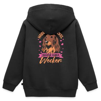 Hundebesitzer Dackel Gassi - Kinder Premium Organic Zip Hoodie - Schwarz - Hinten - AI Model Kid Male (0cm)