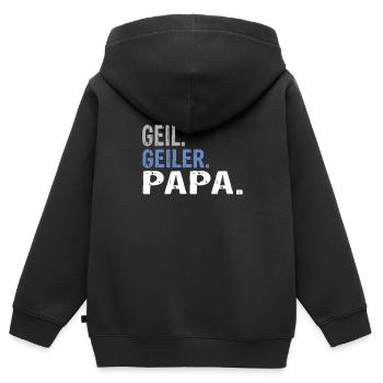 Papa Bester Papa Papa Spruch Papa Geburtstag - Kinder Premium Organic Zip Hoodie - Schwarz - Hinten - AI Model Kid Male (0cm)