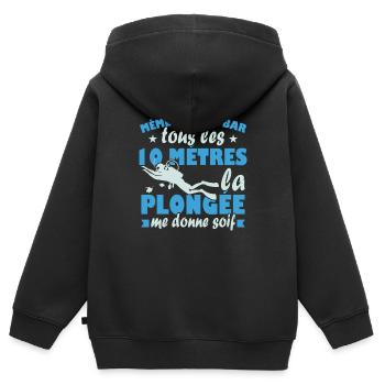 La plongée me donne soif Humour Cadeau - Sweat Premium à capuche zippé enfant bio - noir - Dos - AI Model Kid Male (0cm)