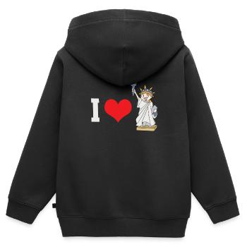 I Love New York City Freiheitsstatue Cartoon - Kinder Premium Organic Zip Hoodie - Schwarz - Hinten - AI Model Kid Male (0cm)