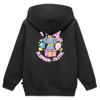Birthday Elephant 4 Years Old Bday Party Gift - Kids Premium Organic Zip-up Hoodie - black - Back - AI Model Kid Male (0cm)