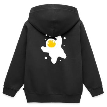 Fried Egg In The Shape Of An Astronaut - Sweat Premium à capuche zippé enfant bio - noir - Dos - AI Model Kid Male (0cm)
