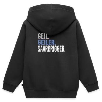Saarbrigger Saarland Saarländer Saarländisch - Kinder Premium Organic Zip Hoodie - Schwarz - Hinten - AI Model Kid Male (0cm)