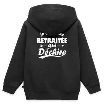 Je suis une retraitée qui déchire - Sweat Premium à capuche zippé enfant bio - noir - Dos - AI Model Kid Male (0cm)