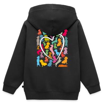 viele bunte Dackel und großes Herz - Kinder Premium Organic Zip Hoodie - Schwarz - Hinten - AI Model Kid Male (0cm)