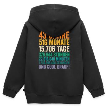 43 Jahre Fünfundvierzigster Geburtstag - Kinder Premium Organic Zip Hoodie - Schwarz - Hinten - AI Model Kid Male (0cm)