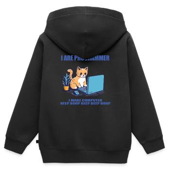 Ich bin Programmierer - Kinder Premium Organic Zip Hoodie - Schwarz - Hinten - AI Model Kid Male (0cm)