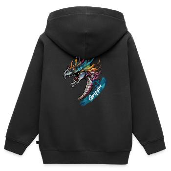 Majestätischer Greif - Wächter der Lüfte - Kinder Premium Organic Zip Hoodie - Schwarz - Hinten - AI Model Kid Male (0cm)