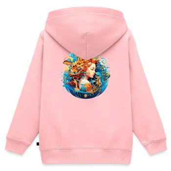 Portez votre signe du zodiaque astrologique avec fierté: Aquari - Sweat Premium à capuche zippé enfant bio - rose - Dos - AI Model Kid Female (0cm)