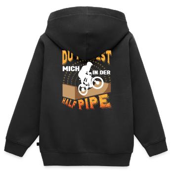 BMX Fahrrad findest mich in der Halfpipe - Kinder Premium Organic Zip Hoodie - Schwarz - Hinten - AI Model Kid Male (0cm)