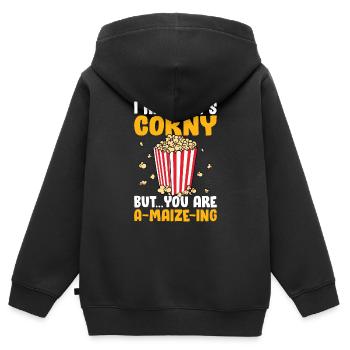 Je sais que c’est ringard mais vous êtes un cinéma de maïs s - Sweat Premium à capuche zippé enfant bio - noir - Dos - AI Model Kid Male (0cm)