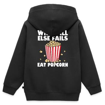 Théâtre Cinéma Snack Drôle Quand tout le reste échoue Manger - Sweat Premium à capuche zippé enfant bio - noir - Dos - AI Model Kid Male (0cm)