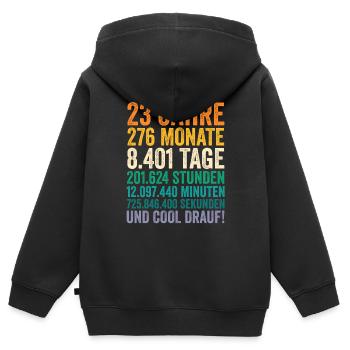 23 Jahre Dreiundzwanzigster Geburtstag - Kinder Premium Organic Zip Hoodie - Schwarz - Hinten - AI Model Kid Male (0cm)
