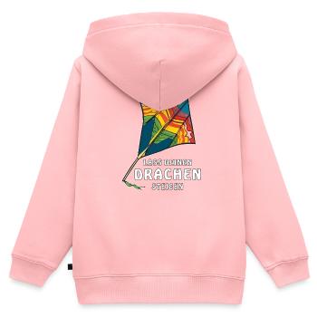 LASS DEINEN DRACHEN STEIGEN - Kinder Premium Organic Zip Hoodie - Rosa - Hinten - AI Model Kid Female (0cm)