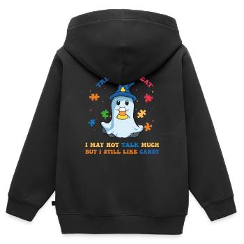 Cute Halloween Autism Awareness for Kids - Sweat Premium à capuche zippé enfant bio - noir - Dos - AI Model Kid Male (0cm)