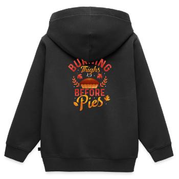 Brûler les cuisses avant les tartes Thanksgiving Fitness - Sweat Premium à capuche zippé enfant bio - noir - Dos - AI Model Kid Male (0cm)