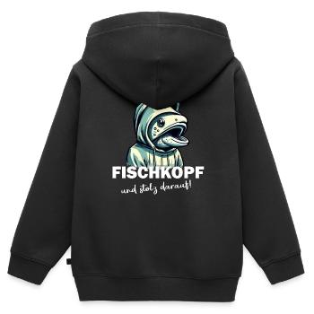 Fischkopf und stolz darauf - Kinder Premium Organic Zip Hoodie - Schwarz - Hinten - AI Model Kid Male (0cm)
