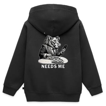 LE TÉLÉPHONE SMARTPHONE A BESOIN DE MOI - Sweat Premium à capuche zippé enfant bio - noir - Dos - AI Model Kid Male (0cm)