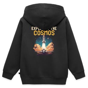 EXPLORER LE COSMOS - Sweat Premium à capuche zippé enfant bio - noir - Dos - AI Model Kid Male (0cm)