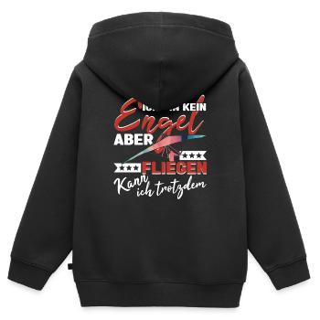 Drachenflieger Hängegeleiter Bin kein Engel - Kinder Premium Organic Zip Hoodie - Schwarz - Hinten - AI Model Kid Male (0cm)
