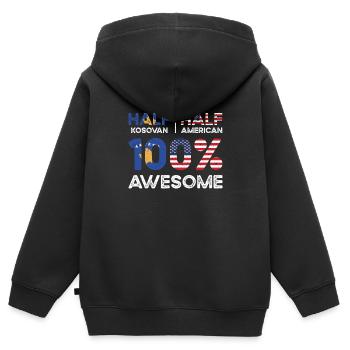 Kosovar American Patriot États-Unis - Sweat Premium à capuche zippé enfant bio - noir - Dos - AI Model Kid Male (0cm)