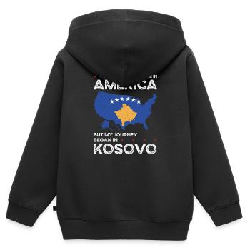 Kosovar American Patriot États-Unis - Sweat Premium à capuche zippé enfant bio - noir - Dos - AI Model Kid Male (0cm)