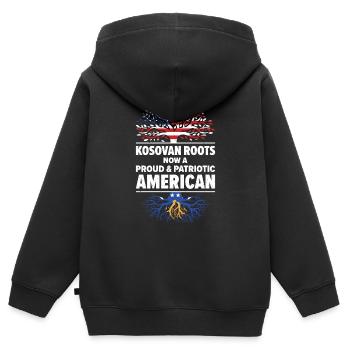 Kosovar American Patriot États-Unis - Sweat Premium à capuche zippé enfant bio - noir - Dos - AI Model Kid Male (0cm)