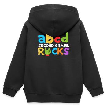 ABCD Zweite Klasse rockt den 100. Schultag Zweiter - Kinder Premium Organic Zip Hoodie - Schwarz - Hinten - AI Model Kid Male (0cm)