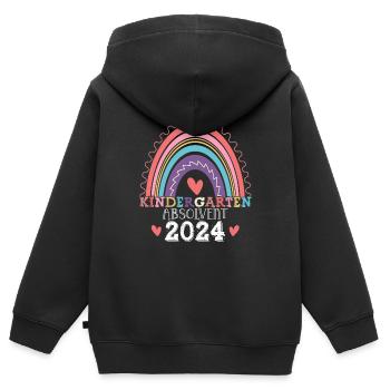 Kindergarten Absolvent 2024 Regenbogen Einschulung - Kinder Premium Organic Zip Hoodie - Schwarz - Hinten - AI Model Kid Male (0cm)