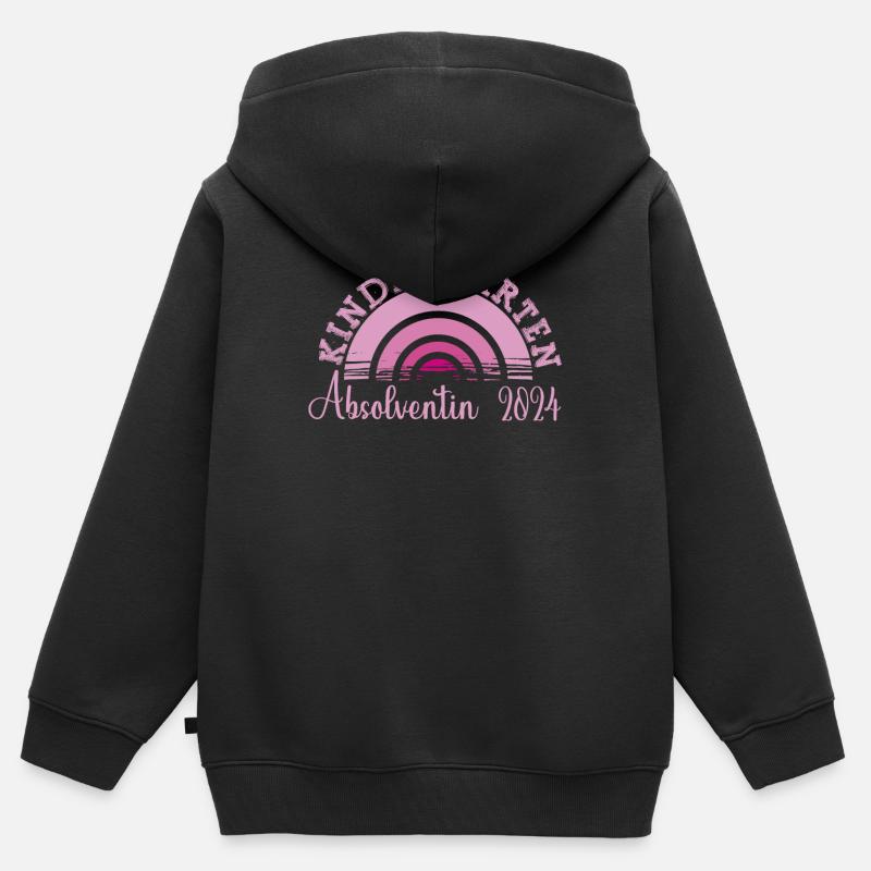 Kindergarten Absolvent 2024 Regenbogen Einschulung - Kinder Premium Organic Zip Hoodie - Schwarz