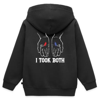I TOOK BOTH - Kinder Premium Organic Zip Hoodie - Schwarz - Hinten - AI Model Kid Male (0cm)