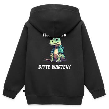 Ich denke, bitte Warten Dino Dinosaurier - Kinder Premium Organic Zip Hoodie - Schwarz - Hinten - AI Model Kid Male (0cm)