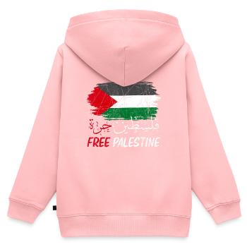 Palestine libre - Sweat Premium à capuche zippé enfant bio - rose - Dos - AI Model Kid Female (0cm)